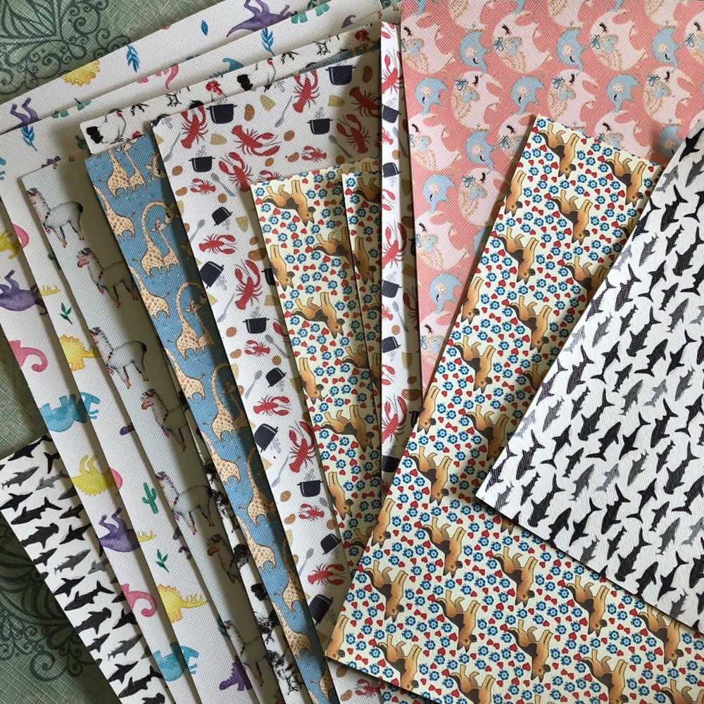 Faux Leather Sheet lot-Animals-llama, sharks, dino